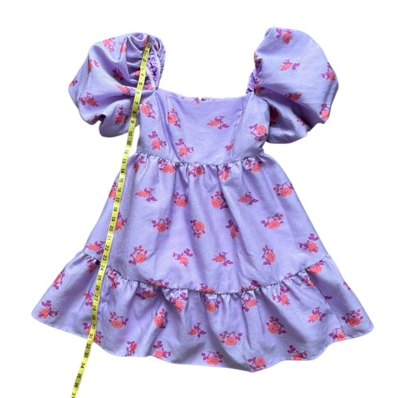 CHELSEA28 Brocade Puff Sleeve Babydoll Dress In Purple size xsmall. - Picture 6 of 11
